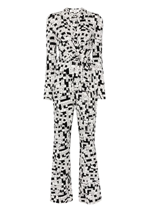 DVF Diane von Furstenberg Michelle crossword-print jumpsuit - White
