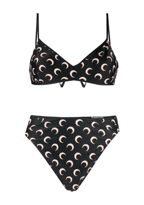 Marine Serre Crescent Moon-print bikini - Black