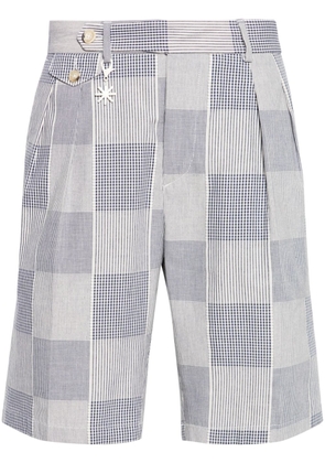 Manuel Ritz checked cotton bermuda shorts - Blue