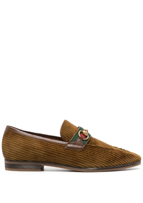 Gucci Horsebit-detail corduroy leather loafers - Brown