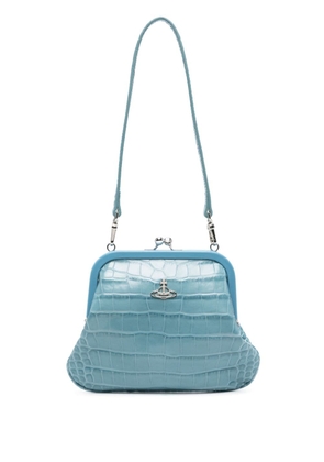 Vivienne Westwood Orb-logo leather clutch bag - Blue