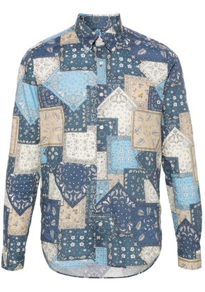 Manuel Ritz patchwork-print cotton shirt - Blue