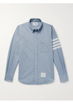 Thom Browne - Button-Down Collar Striped Cotton-Flannel Shirt - Men - Blue - 0