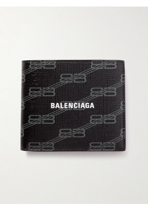 Balenciaga - Logo-Print Cross-Grain Leather Billfold Wallet - Men - Black