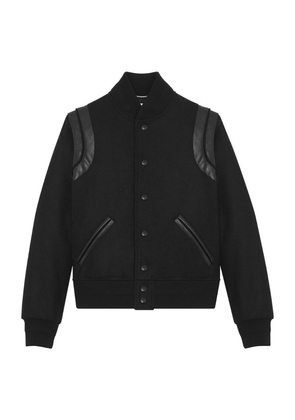 Saint Laurent Leather-Trim Bomber Jacket