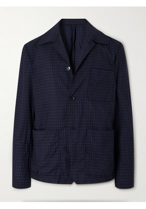 Barena - Visal Checked Crinkled Wool-Blend Overshirt - Men - Blue - IT 46