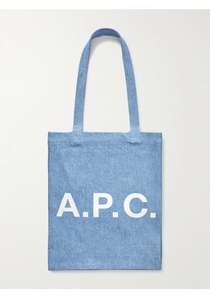 A.P.C. - Lou Logo-Print Denim Tote Bag - Men - Blue