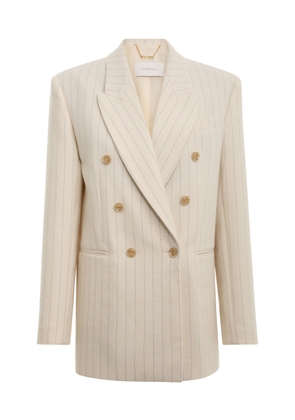Zimmermann - Luminosity Wool-Cotton Double-Breasted Jacket - Stripe - 1 - Moda Operandi