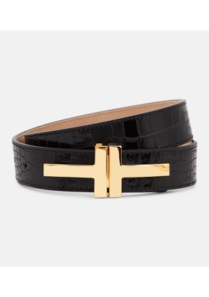 Tom Ford Double T croc-effect leather belt