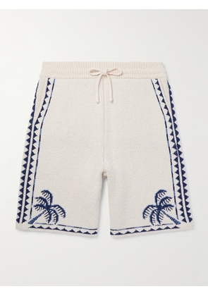Alanui - Straight-Leg Jacquard-Knit Cotton and Linen-Blend Drawstring Bermuda Shorts - Men - Neutrals - S
