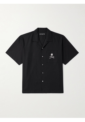 Mastermind World - Convertible-Collar Logo-Embroidered Cotton-Canvas Shirt - Men - Black - S