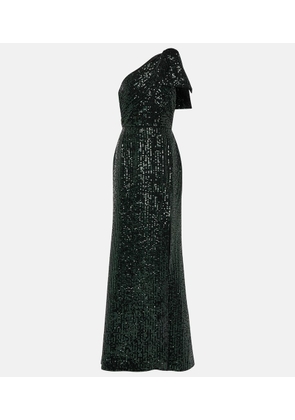 Elie Saab Sequined one-shoulder silk-blend gown