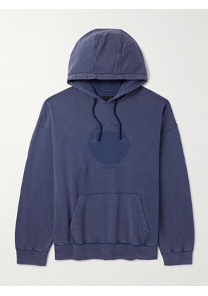 Givenchy - Oversized Logo-Print Cotton-Jersey Hoodie - Men - Blue - XS