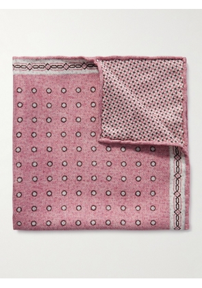 Brunello Cucinelli - Reversible Printed Silk-Twill Pocket Square - Men - Red