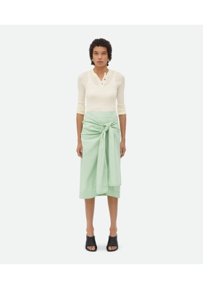 Compact Cotton Skirt With Knot Detail - Bottega Veneta