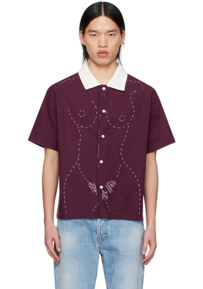 KidSuper Burgundy Embroidered Figure Shirt