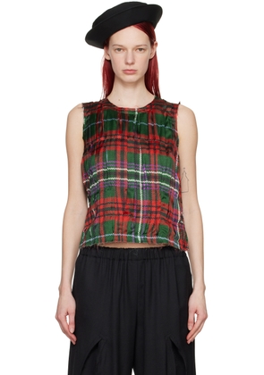 Comme des Garçons Red & Green Pleated Tank Top