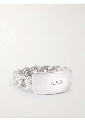 A.P.C. - Darwin Logo-Engraved Silver-Coated Ring - Men - Silver - 61
