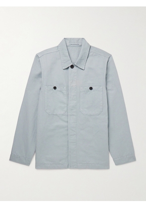 Mr P. - Garment-Dyed Cotton and Linen-Blend Twill Overshirt - Men - Blue - XS