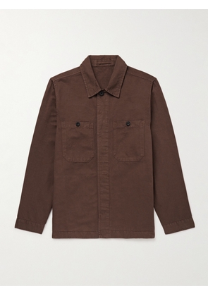 Mr P. - Garment-Dyed Cotton and Linen-Blend Twill Overshirt - Men - Brown - XS