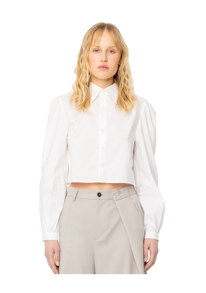 Long-Sleeved Crop Shirt - White