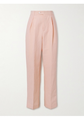 UMIT BENAN B - Wide-Leg Pleated Linen Suit Trousers - Men - Pink - IT 46