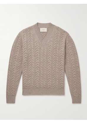 Purdey - Slim-Fit Cable-Knit Cashmere and Linen-Blend Sweater - Men - Brown - S