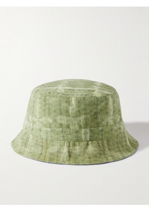 Kardo - Reversible Embroidered Printed Organic Cotton Bucket Hat - Men - Green