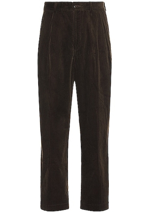 WACKO MARIA Double Pleated Corduroy Trousers in Brown - Brown. Size L (also in XL/1X).