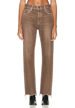 Moussy Vintage Emery Wide Straight in Brown - Brown. Size 26 (also in 27, 29, 31).