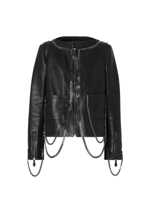 Burberry Black Draped Chain-Link Detail Leather Jacket