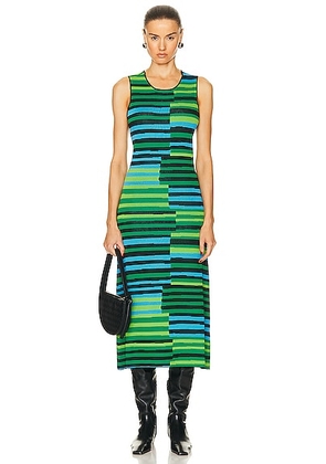 Simon Miller Sleeveless Axon Dress in Horizontal Stacked Stripe - Green. Size S (also in XS).