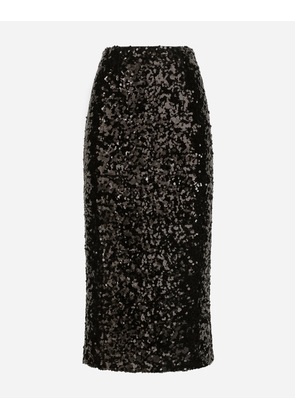 Dolce & Gabbana Sequined Calf-length Skirt - Woman Skirts Black 48