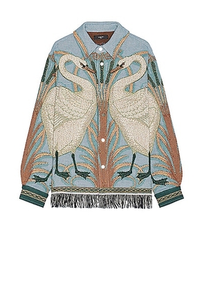 Amiri Swan Tapestry Overshirt in Ashley Blue - Blue. Size M (also in L, S).