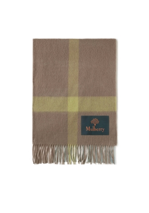 Mulberry Large Check Lambswool Scarf - Solid Grey-Cambridge
