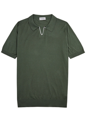 John Smedley Enock Knitted Cotton Polo Shirt - Green - L