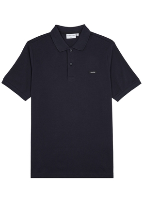 Calvin Klein Logo Piqué Stretch-cotton Polo Shirt - Navy - M