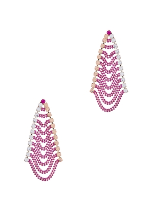 Rosantica Patchwork Crystal-embellished Drop Earrings - Pink
