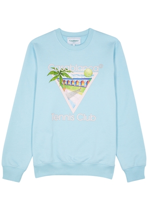 Casablanca Tennis Club Icon Printed Cotton Sweatshirt - Blue - XL