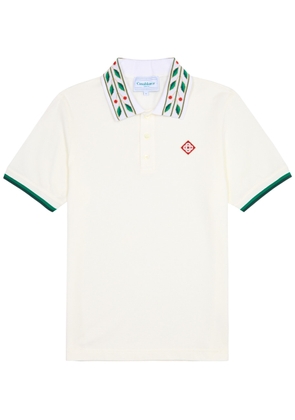 Casablanca Laurel Piqué Cotton Polo Shirt - White - M