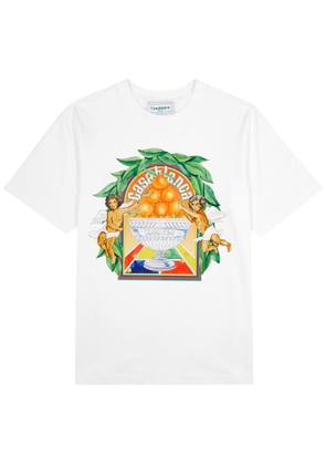 Casablanca Triomphe D'Orange Printed Cotton T-shirt - White
