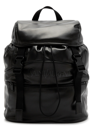 Saint Laurent Logo Leather Backpack - Black