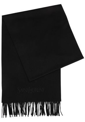 Saint Laurent Logo-embroidered Cashmere Scarf - Black
