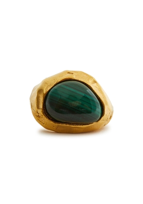 Alighieri The Mountain Rising 24kt Gold-plated Ring - Green
