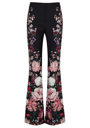 Alice + Olivia Olivia Floral-print Flared Trousers - Black - 8 (UK12 / M)