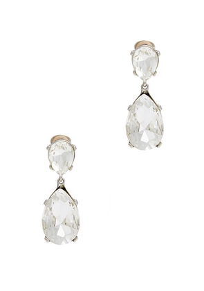 Kenneth Jay Lane Crystal Rhodium-plated Clip-on Drop Earrings - Silver