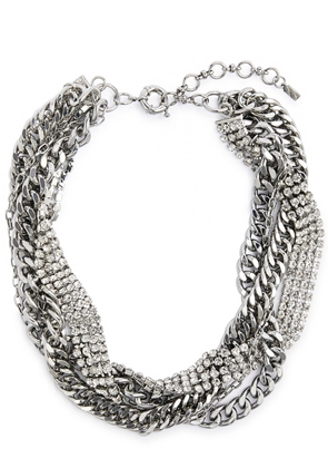 Kenneth Jay Lane Twisted Crystal-embellished Necklace - Silver