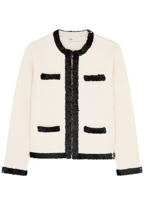 Tory Burch Kendra Sequin-embellished Wool-blend Jacket - Cream - XL (UK16 / XL)