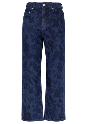 Erdem Floral-print Cropped Straight-leg Jeans - Indigo - 10 (UK10 / S)