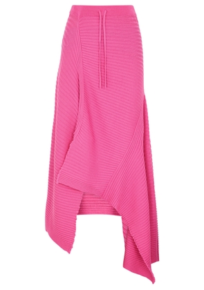 Marques' Almeida Asymmetric Ribbed Wool Midi Skirt - Pink - L (UK14 / L)